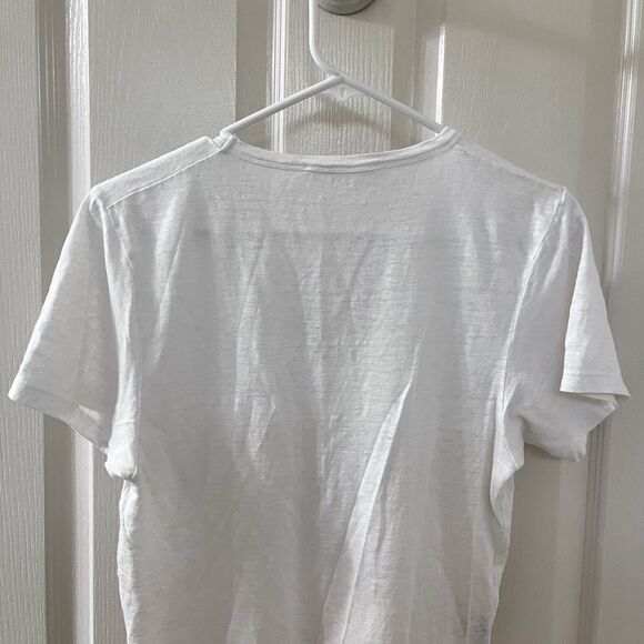 Isabel Marant Étoile V-Neck Short Sleeve Top 100% Linen Off-White Women's Large - Picture 12 of 13